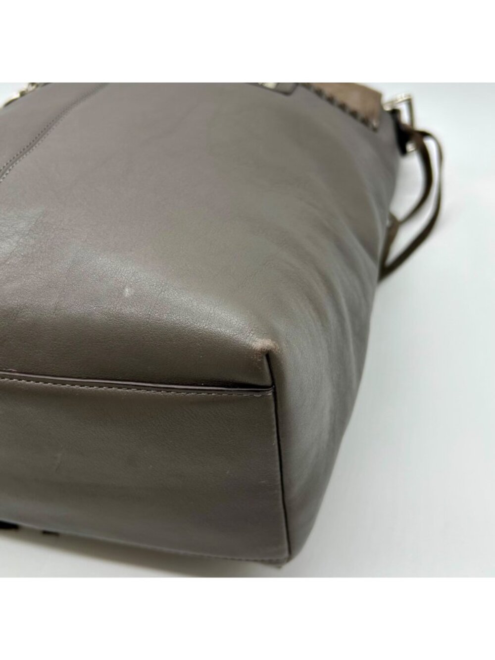 Coach Grey Leather And Suede Fringe Shoulder Bag - Picture 6 of 12
